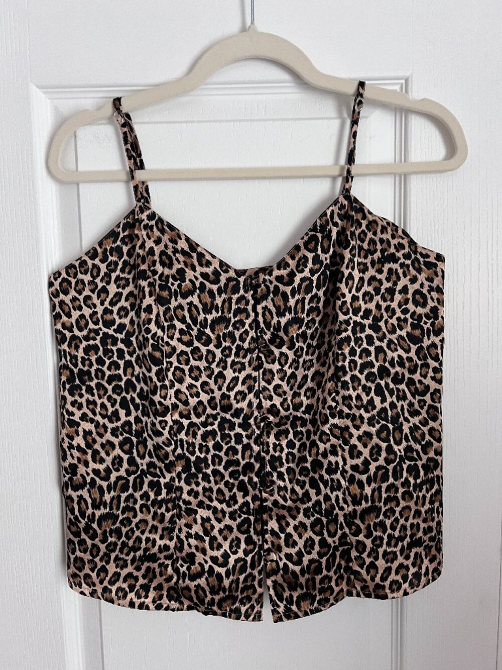 Vintage Valerie Stevens Leopard Print Button-Down Cami Top - Size M